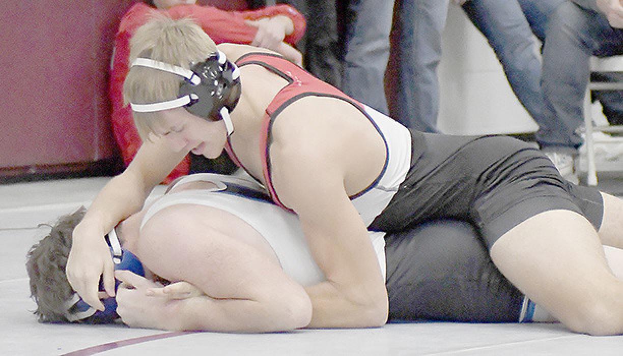 Aiden Jackman defeated Chase Kaczor by a 6-2 decision in the 150 lb. weight class at the Neligh-Oakdale Invitational.