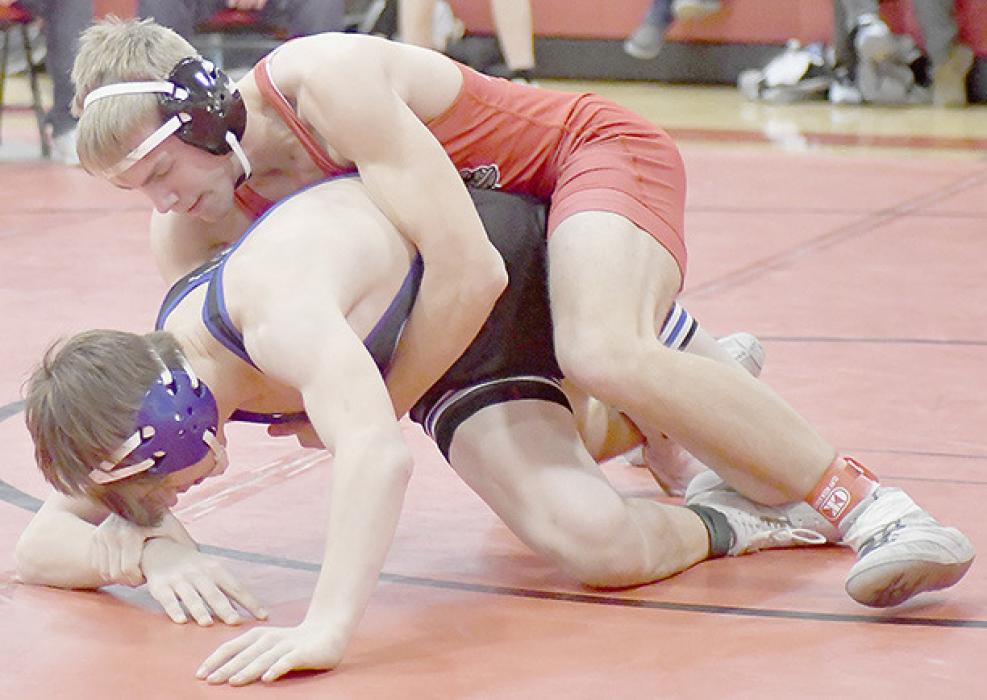 Aiden Jackman, 150 lbs., won his first match at District and was then defeated in his next two matches.