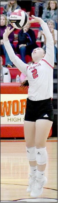 Ainsworth Sophomore Breanna Fernau had 15 digs against the Burwell Lady Longhorns.