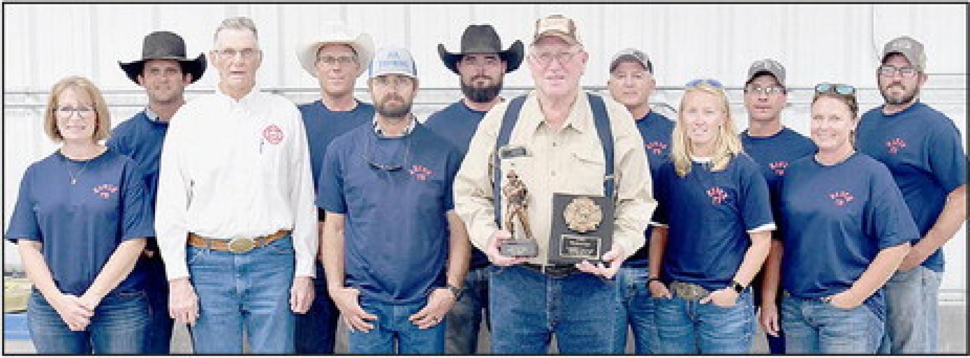Members of the Raven Fire Department are (Back Row - Left to Right) Ryan Robinson, Tony Ruhter, Harrison Hutton, Dave Dodds, Troy Peters, JW Bowen; (Front Row - Left to Right) Julie Ruhter, Wilber Saner, Chance Kovarik, Doug Rau (retiring after 42 years of service), Brittany Hart and Becky Bowen. Members not pictured are Todd Kicken, Doug Davis, Tate Schipporeit, Andrew Paddock and Huston Hutton.
