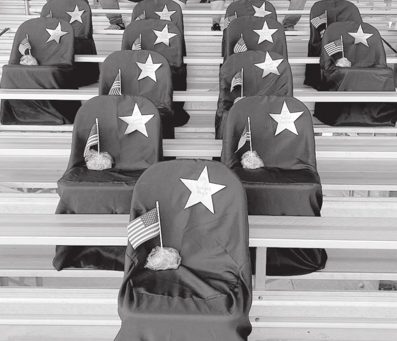13 empty chairs, with American flags and gold stars bearing the names of each U.S. service member killed in the August 26th Kabul Airport attack, were in place at the Brown County Fair over Labor Day Weekend to memorialize their lives and sacrifices. The seat in front was dedicated to Nebraska’s own: Marine Corps Cpl. Daegan William-Tyeler Page, age 23.