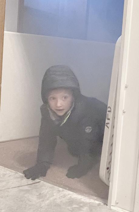 This year the firemen turned the meeting room at the fire hall into a maze filled with smoke. The students had to find their way out of the room, learning to stay low.