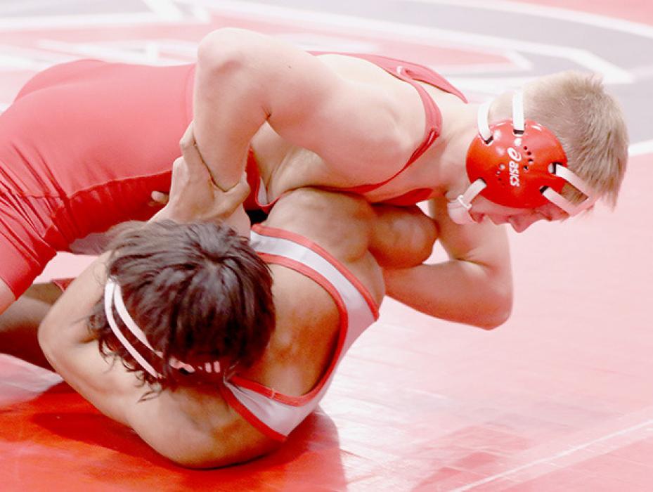 Landon Holloway placed fourth in the 145 lb. weight class after loosing his bid for third place to Braylan Rynearson of Broken Bow. Photos by Debb Gracey