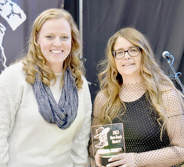 The 2024 Chamber Give Back Award was presented to Jennifer Schuett (right) by Board Member Mallory Sansom (left). The Chamber Give Back award recognizes an outstanding business, organization or community member who consistently goes above and beyond to bring special services, opportunities and events to the area that enrich our culture and bring joy to community members.