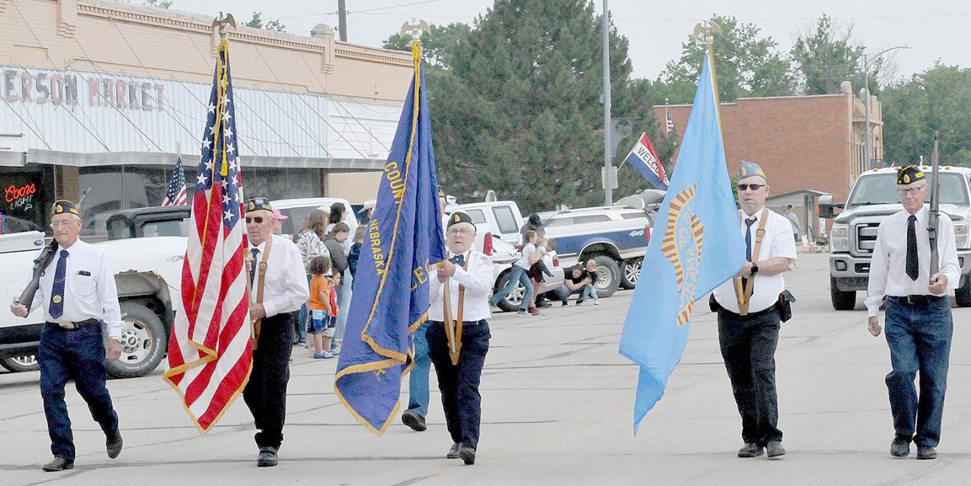 Ainsworth American Legion Post #79 presented the colors at the beginning of the Long Pine Parade.