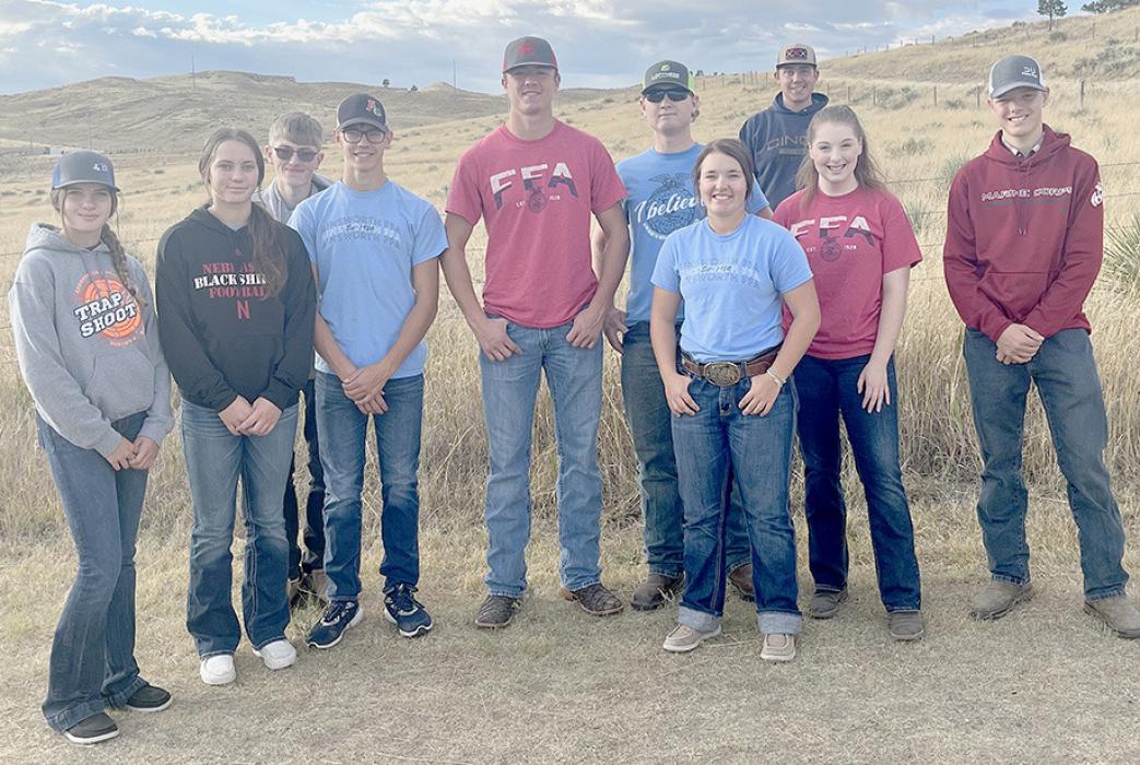 Ainsworth FFA members who attended State Range Judging in Chadron were (left to right) Zaily Daniels, Megan Jones, Levi Goshorn, Aiden Jackman, Trey Appelt, Colten Orton, Gracie Kinney, Tyrin Daniels, Gracie Petty and Mason Painter.