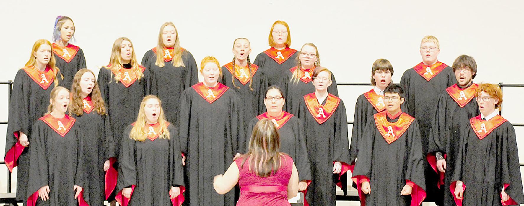 During the 2023 District Music Contest, the Ainsworth High School Choir performed. They received a II rating from the three judges.