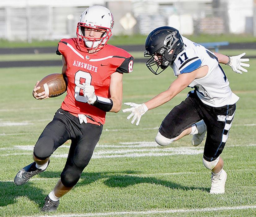 On the second play of the game, Traegan McNally got around the end to score on a 59 yard run. McNally also caught two passes for touchdowns and threw for three more touchdowns.
