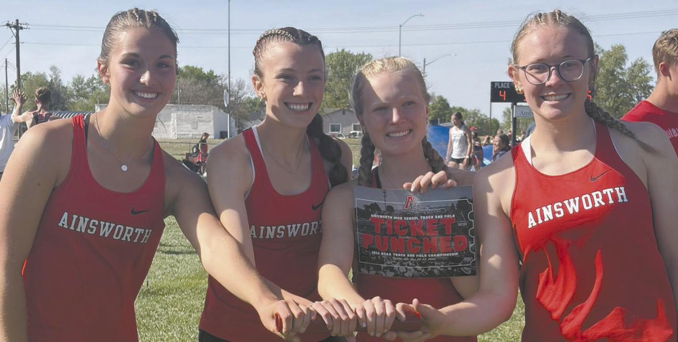 The girls 4x400 meter relay team of Willa Flynn, Reagan Moody, Kiley Orton and Gracyn Painter will compete at the state meet at 5:55 p.m. on Saturday, May 23.
