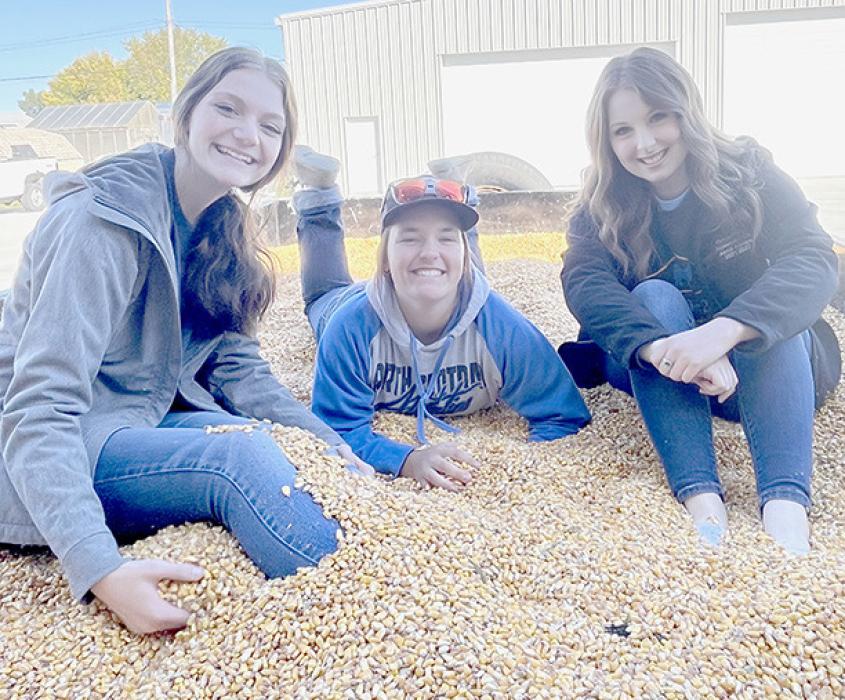 Ainsworth FFA members hosted a Fall Festival, which included pumpkins for sale, snacks, games, coloring contests, a petting zoo and a corn crib. Some of the Ainsworth FFA members who interacted with kids throughout the day were (left to right) Brianna Starkey, Gracie Kinney and Gracie Petty.