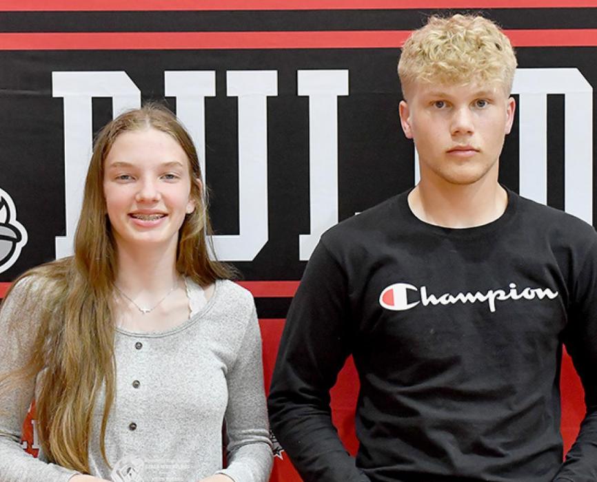 The Girls Wrestling MVP was Jolyn Pozehl (Left) and Boys Wrestling MVP was Landon Holloway (Right).