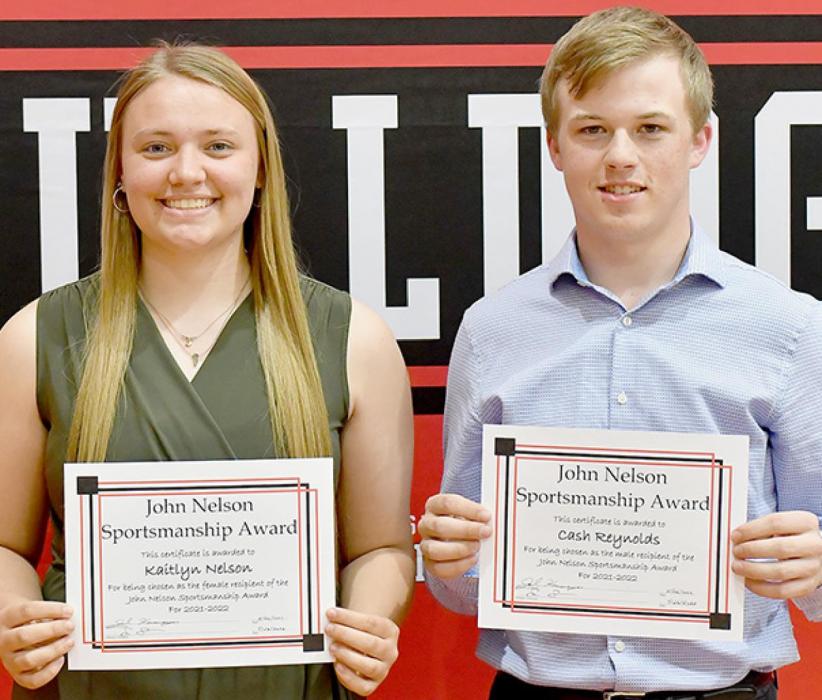 Kaitlyn Nelson and Cash Reynolds were this year’s recipients of the John Nelson Sportsmanship Award.