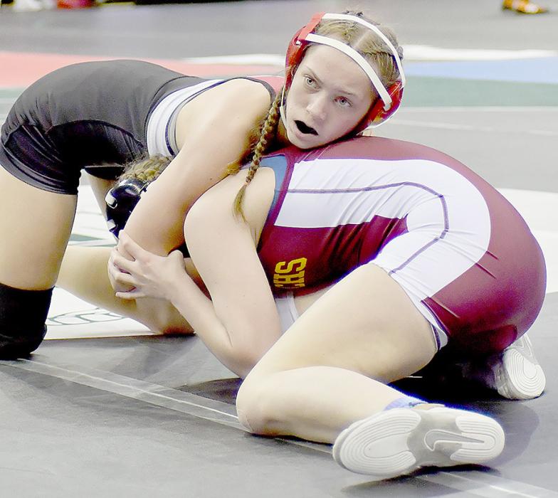 Jones wrestled Piper Moll of Adams Central in consolation round 1 and lost by a fall. (Picture to Right) State Wrestling Photos by Jessica Pozehl