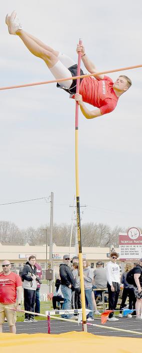 Carter Nelson won the Pole Vault and Discus along with placing third in the 200 Meters and was a member of the fourth place 4x100 Relay team. He was also named the Top Male Athlete.