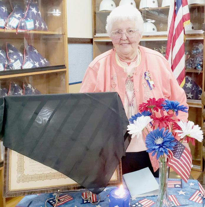 The American Legion Family of Post #79 celebrated The American Legion’s 103rd Birthday on March 22nd at the Post Home. Ellen Kyser is pictured above during the draping ceremony.