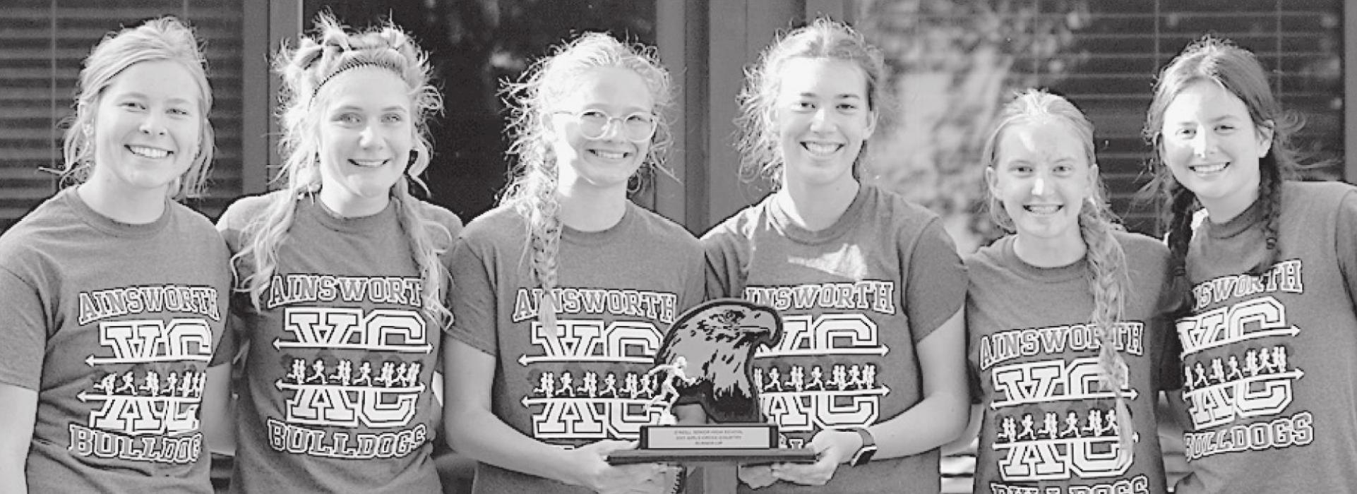Ainsworth Girls Cross Country team took second place at the O’Neill Invitational. Team members were (left to right) Alyssa Erthum, Maren Arens, Emma Kennedy, Katherine Kerrigan, Preselyn Goochey and Kylie Higbee. Not pictured - Tessa Barthel. Photo by Debb Gracey
