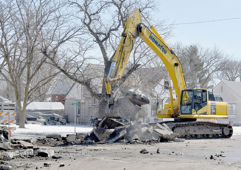 Myers Construction of Broken Bow has torn up North Main Street down to Highway 20. The hard surface was ripped up by an excavator and trucked off to the former Ainsworth Livestock land.
