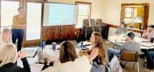 Presenter, Nicole Sedlacek, spoke with the newest class of KBR Leadership Academy last week at Barta Ranch. Photo by Leah Hagan