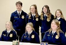 Nebraska Agriculture Academy students ae (Back Row - Left to Right): August Schow of Paxton, Olivia Beel of Johnstown, Hailey Gubbels of Stuart, Kinley Olson of Ainsworth; (Front Row - Left to Right): Taya Hambleton of Leigh, Mahaya Jones of Ansley and Kayli Rose of Gordon.