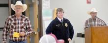 Senior Jensen Williams was one of the 41 Ainsworth FFA members sold during the Annual FFA Hired Hand Auction. He was bought by Goochey Farms to put in a full 8 hours doing what ever chores needed to be done by the buyer.