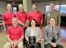 Recognized as the NASB Board of Excellence was the members of the Ainsworth Community Schools Baord of Education (Front Row - Left to Right): Jim Arens, Jessica Pozehl and Superintendent Dale Hafer; (Back Row - Left to Right): Frank Beel, Mark Johnson, Scott Erthum and Brad Wilkins.