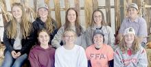 Ainsworth FFA members hosted the Fall Festival on October 8th. (Front Row - Left to Right): Willa Flynn, Emma Kennedy, Gracie Kinney, Cassie Cole; (Back Row - Left to Right): Kinsey Walz, Kenley Welke, Megan Jones, Tessa Barthel and Branden Freuden-