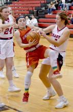 Emma Sears played most of the second half and showed a lot of hustle with a couple of steals and this rebound.