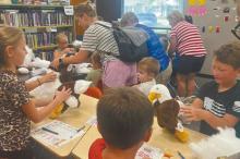 Over 70 people were in attendance at the build a friend event held at the library. Children picked between making a bison or an eagle.