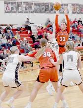 Karli Kral led the Lady Bulldogs scoring 15 points and 12 rebounds in her final performance in an Ainsworth basketball uniform.