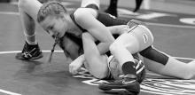 Incoming freshman wrestler Jolyn Pozehl holds down her opponent during her last season wrestling against boys in 2020-2021. Ainsworth’s school board voted last week to register with the NSAA for Girls Wrestling as a separate program for the 2021-2022 season. Photo Courtesy of Debb Gracey