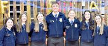 The 2023-24 FFA Officers were named during the 2023 Ainsworth FFA Banquet. Officers for the upcoming year are (left to right) Gracie Kinney - Sentinel, Miah Ortner - Treasurer, Hannah Beel - Reporter, Trey Appelt - President, Emma Kennedy - Vice President, Brianna Starkey - Jr. Advisor and Tessa Barthel - Secretary. More 2023 FFA Banquet Information and Pictures can be found on Page 6 of this issue of the Ainsworth Star-Journal.