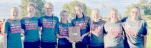 The Ainsworth Girls Cross Country Team crowned the Southwest Conference Champions at the SWC Cross Country Meet in Ogallala. Team members are (Left to Right): Preselyn Goochey, Payton Moody, Emma Kennedy, Tessa Barthel, Katherine Kerrigan, Kiley Orton, Cassandra Cole and Jodie Denny.