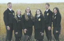 Pictured above is the 2025-26 Ainsworth FFA Chapter Officers. The officers are (left-right); Jacob Ortner (Sentinel), Kenley Welke (Secretary), Megan Jones (President), Londyn Dunbar (Vice President), Holden Beel (Treasurer), and Braylin Rudnick (Reporter). Photo Courtesy of Aiden Rowley, Ainsworth FFA Member