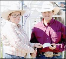 Kelly S. Painter presented a $500.00 scholarship award in memory of Danny Daniels was presented to Bryce Painter, member of the KBR High School Rodeo Club. The scholarship money is used for the student for traveling and entry fees.