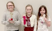 3rd Grade Winners: Champion: Sophia Schroedl, 2nd Place: Gracie Gillespie and 3rd Place: Isabella Pike.