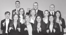 Ainsworth Speech Team members medaling in the C1-6 District Speech competition were: (Front Row - Left to Right): Eden Raymond, Maren Arens, Josie Ganser and Dakota Stutzman; (Middle Row - Left to Right): Brandt Murphy, Libby Wilkins, Alyssa Erthum, Taylor Allen and Katherine Kerrigan; (Back Row - Left to Right): Ben Flynn, Cody Kronhofman and Logan Hafer.