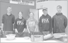 The Ainsworth FFA Chapter annually serves at the fair’s barbecue. This year, FFA representatives were (left - right): Barrett Keller, Londyn Dunbar, Kenley Welke, Holden Beel, and Kristopher Hitchcock. Several other members were in the kitchen preparing sandwiches for these students to serve.