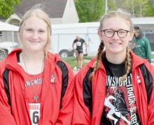 Addah Booth (left) and Gracyn Painter (right) competed in the 2022 Middle School Track and Field Nebraska Championship Meet in Gothenburg on May 14th. Photos by Katie Painter