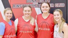 Returning letter winners for the Ainsworth Lady Bulldogs are (Left to Right) Kendyl Delimont, Jocelyn Good, Karli Kral and Cheyan Temple. Not pictured, Breanna Fernau.