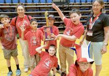 The Ainsworth DI Team includes (Back Row - Left to Right): Dashiell Rathe, Team Manager Erin Rathe, Adiel Alfredo Macias, Diego Godoy Gramajo, Quade Jones, Team Manager Kim Bejot; (Front Row - Left to Right) Rex Lammers and Logan Goodwin.