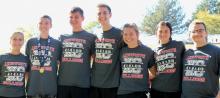 The Ainsworth Cross Country Teams say farewell to seven seniors, they are (left to right) Maren Arens, Ty Schlueter, Tommy Ortner, Ben Flynn, Alyssa Erthum, Kylie Higbee and Gavin Olinger.
