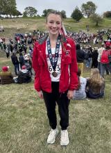 Ainsworth freshman Reagan Moody placed sixth and earned a medal in her first appearance at NSAA State Cross Country. Moody finished the state course in a time of 19:38. This season, Moody has seen success in each meet, leading the Bulldogs to a seventh place team finish at the state meet. Check out the full Class D state results on page four of this week’s issue.