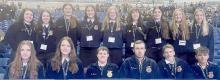 Ainsworth FFA Chapter had representation at the 94th National FFA Convention and Expo in Indianapolis, IN, which took place from November 1st - November 5th included (Front Row - Left to Right): Zaily Daniels, Megan Jones, Branden Freudenburg, Tyrin Daniels, Landon Crane and Kaden Evans; (Back Row - Left to Right): Gracie Kinney, Breanna Fernau, Miah Ortner, Willa Flynn, Addi Held, Makenzy Cheatum, Londyn Dunbar, Kinsey Walz and Preselyn Goochey.