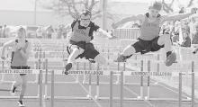 In the Boys 100 Meter Hurdles, Ryan Salzman (center) took fifth place, Jacob Held (right) placed sixth and Mason Painter (left) tied for ninth place in the Middle School Track Meet on April 1st at East City Park. Photos by Debb Gracey