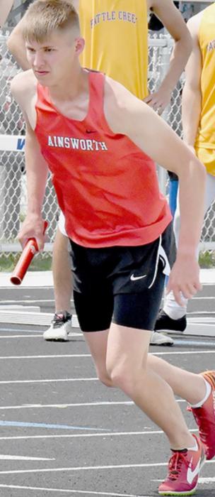 Tommy Ortner led off the 4x800 Meter Relay for Ainsworth. Team members were Corbin Swanson, Ben Flynn and Trey Appelt.