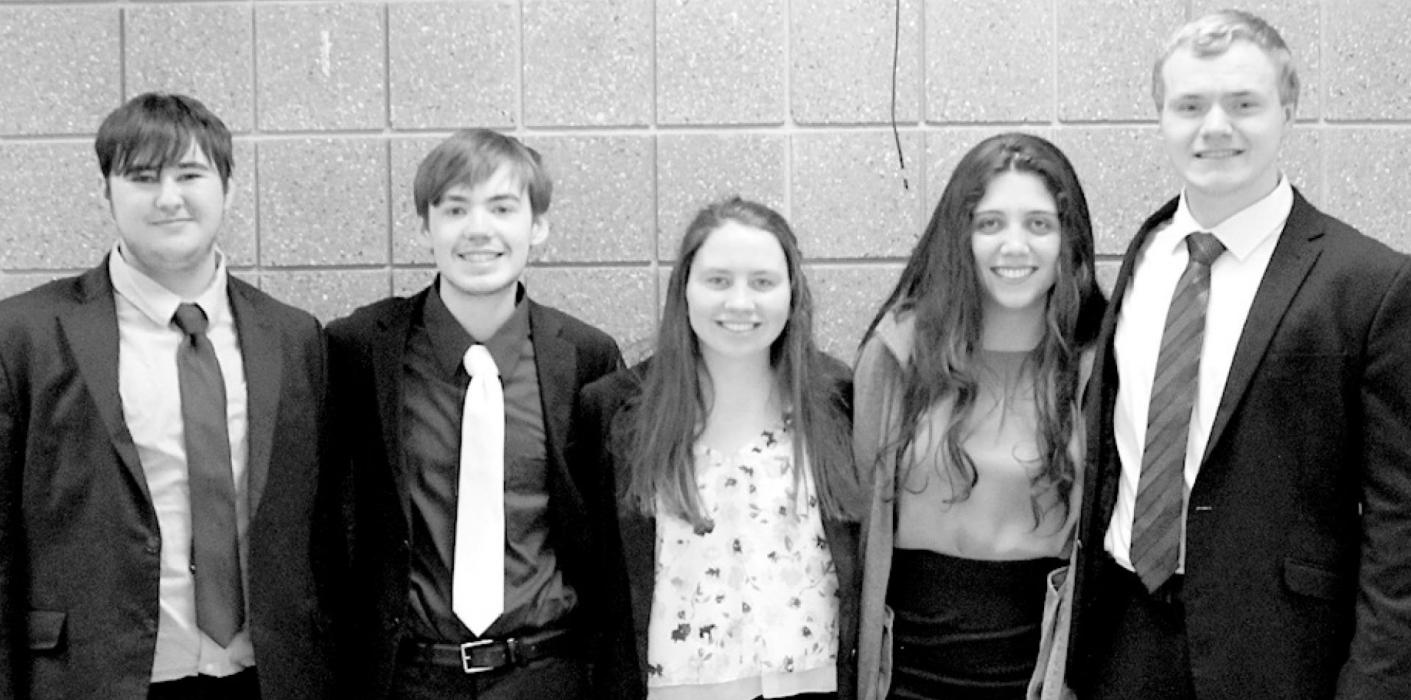 Placing 5th in the Varsity OID competition for Ainsworth were (left to right): Cody Scott, Brandt Murphy, Ellie Welke, Josie Ganser and Logan Hafer.