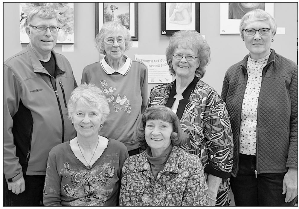 Members of the Ainsworth Art Guild are (back row left to right) Joe Nelson, Carol Larson, Audrey Wilson, Martha Rasmussen; (front row left to right) Lynn Robertson and Cindy Bower. Members not pictured: Penny Collins, Pat Nelson, Jo Nickell and Phyllis Thorne.