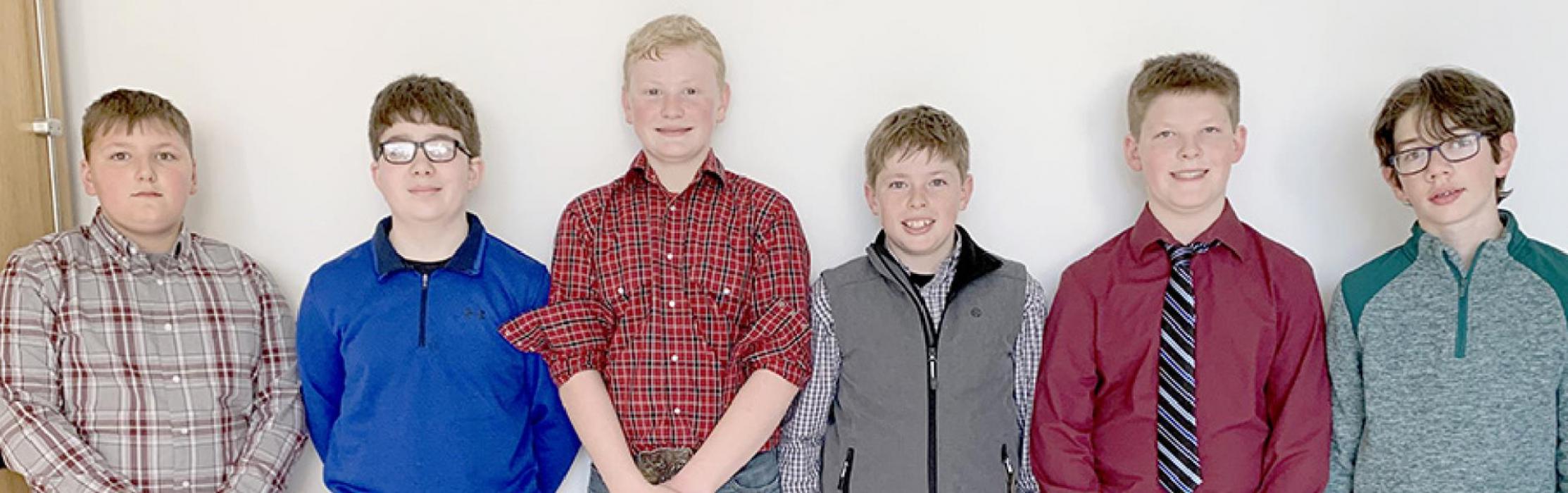 Middle School participants were (left to right) Carson Koch, Mickal Crisman, Easton McMillin, Landon Stephen, Jaxon Rucker and Bear Rea.