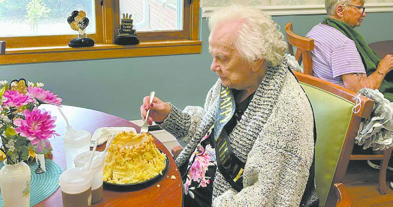 It was a very busy weekend at the care center. After hosting the Back to School Bash on Friday, they hosted a birthday party to celebrate Mary Clark turning 100 years old! She is pictured above with her mashed potato cake.