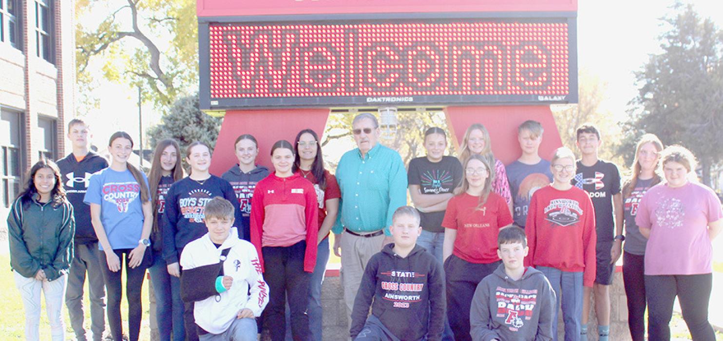Eighth grade students at Ainsworth Community Schools, had the opportunity to talk to Eldon “Slivers” Sylvester, their Adopted Veteran about his time serving his country in the United States.